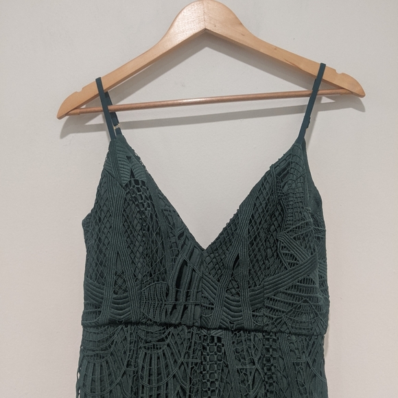 Aijek Green Love Is Embroidered Fit and Flare Lace Dress - Picture 5 of 15